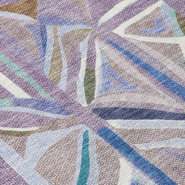 HomeRoots 5' X 8' Stylish Lavender, Ivory & Blue Geometric Area Rug - Washable for Indoor/Outdoor Use! 640545