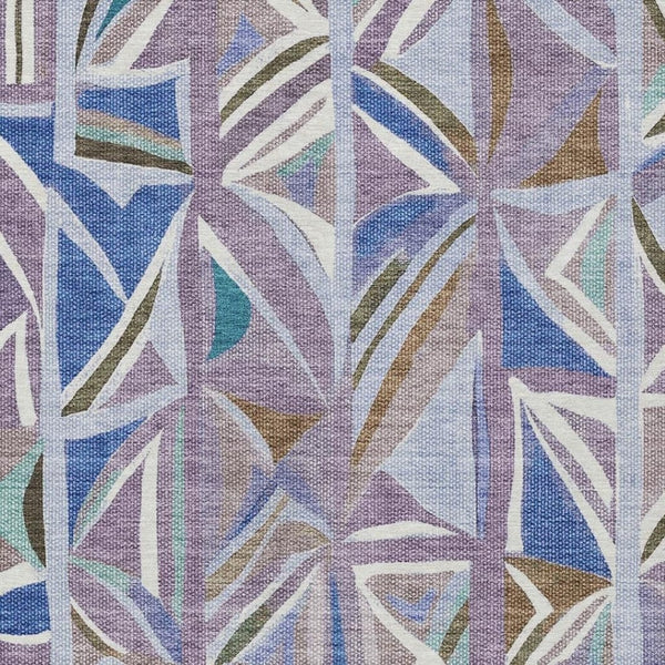 HomeRoots 8' X 10' Stylish Lavender, Ivory & Blue Geometric Washable Rug for Indoor & Outdoor Spaces 640547