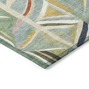 HomeRoots 5' X 8' Sage Blue Geometric Area Rug - Stylish, Washable, Durable for Indoor & Outdoor Spaces! 640551