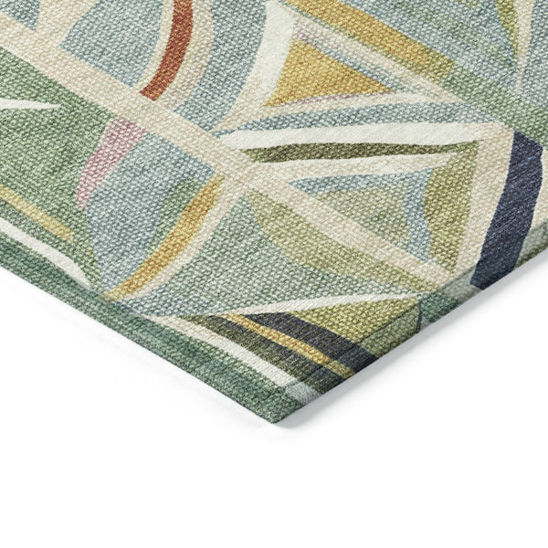 HomeRoots 5' X 8' Sage Blue Geometric Area Rug - Stylish, Washable, Durable for Indoor & Outdoor Spaces! 640551