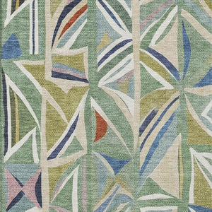 HomeRoots 5' X 8' Sage Blue Geometric Area Rug - Stylish, Washable, Durable for Indoor & Outdoor Spaces! 640551