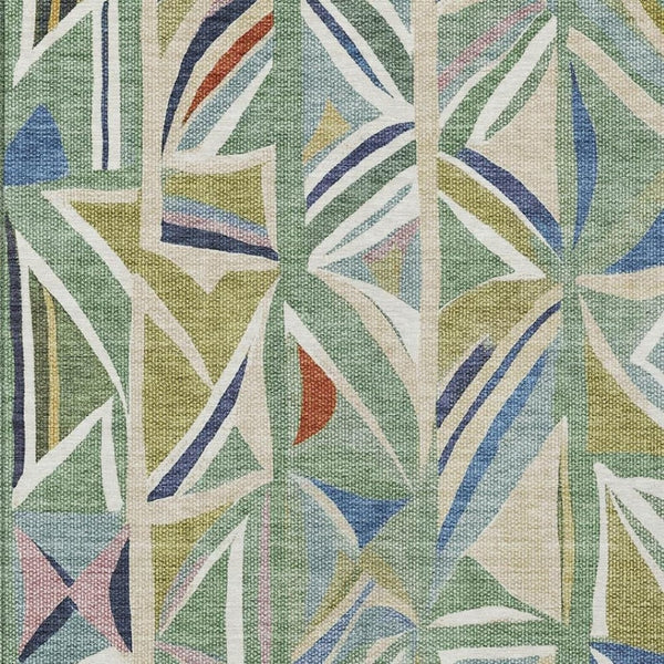 HomeRoots 5' X 8' Sage Blue Geometric Area Rug - Stylish, Washable, Durable for Indoor & Outdoor Spaces! 640551