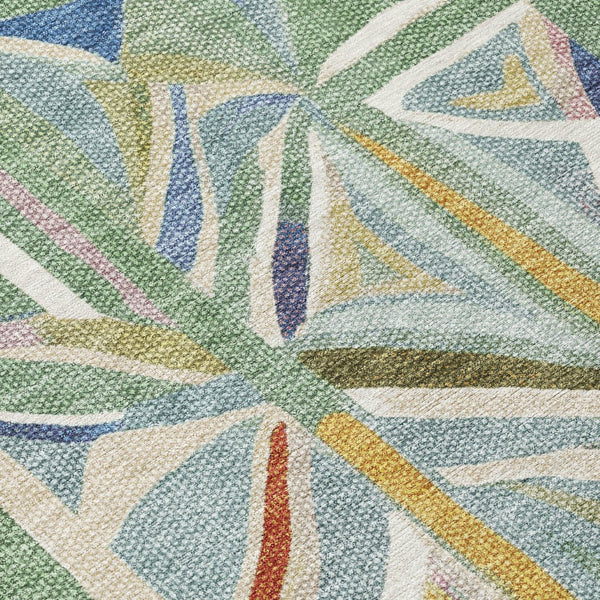 HomeRoots 5' X 8' Sage Blue Geometric Area Rug - Stylish, Washable, Durable for Indoor & Outdoor Spaces! 640551