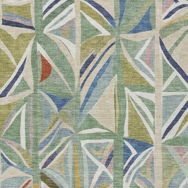 HomeRoots 8' Sage Blue and Ivory Geometric Area Rug – Washable, Durable, Perfect for Indoor/Outdoor Spaces 640553