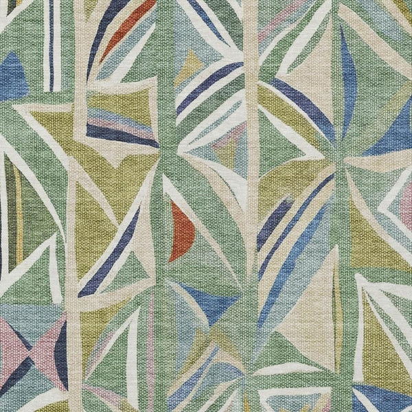HomeRoots 9' X 12' Sage Blue Geometric Area Rug - Washable, Durable Design for Indoor & Outdoor Living Spaces 640554