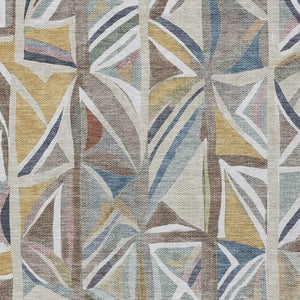 HomeRoots 5' Taupe Ivory Gold Geometric Area Rug - Stylish Washable Indoor Outdoor Mat for High Traffic Spaces 640557