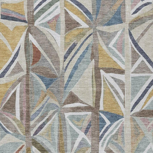 HomeRoots 5' Taupe Ivory Gold Geometric Area Rug - Stylish Washable Indoor Outdoor Mat for High Traffic Spaces 640557