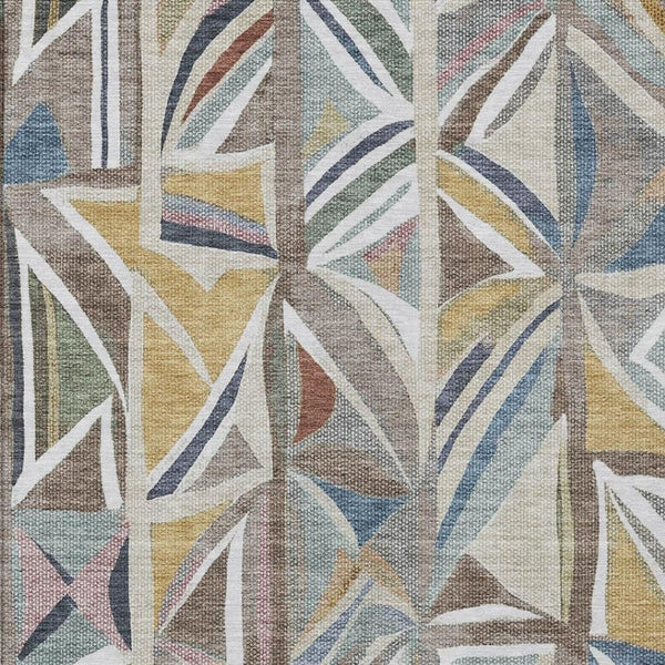 HomeRoots 8' X 10' Taupe Ivory Gold Geometric Indoor Outdoor Area Rug - Washable, Durable, Stylish Decor Piece 640559