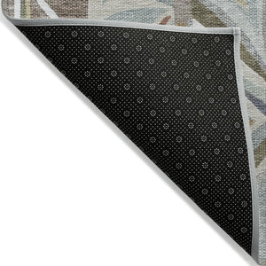 HomeRoots 9' X 12' Modern Geometric Taupe Ivory Gold Washable Rug for Indoor & Outdoor Durability & Style 640560