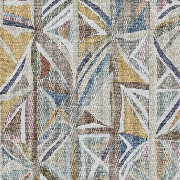 HomeRoots 9' X 12' Modern Geometric Taupe Ivory Gold Washable Rug for Indoor & Outdoor Durability & Style 640560