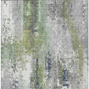 HomeRoots 5' Stylish Artichoke Green Abstract Area Rug - Washable, Indoor/Outdoor, Heavy-Duty & Versatile 640563