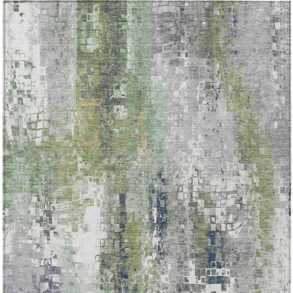 HomeRoots 5' Stylish Artichoke Green Abstract Area Rug - Washable, Indoor/Outdoor, Heavy-Duty & Versatile 640563