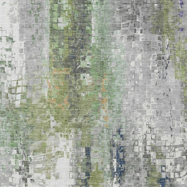 HomeRoots 5' Stylish Artichoke Green Abstract Area Rug - Washable, Indoor/Outdoor, Heavy-Duty & Versatile 640563