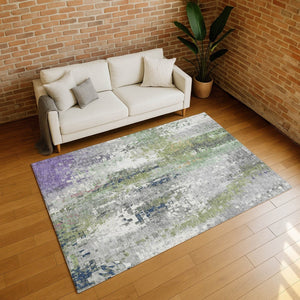 HomeRoots 5' Stylish Artichoke Green Abstract Area Rug - Washable, Indoor/Outdoor, Heavy-Duty & Versatile 640563