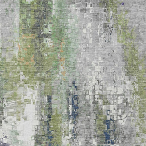 HomeRoots 8' X 10' Contemporary Artichoke Green and Ivory Abstract Washable Area Rug for Indoor/Outdoor Use 640565