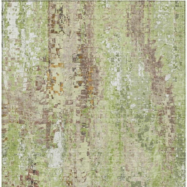 HomeRoots 5' X 8' Washable Abstract Area Rug in Green, Tan & Ivory - Durable for Indoor & Outdoor Spaces 640569