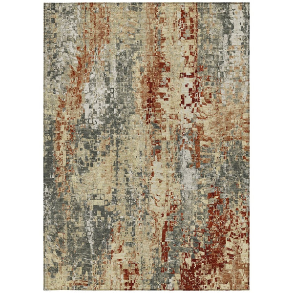 HomeRoots 5' X 8' Contemporary Pewter Rust Gray Abstract Washable Area Rug for Indoor & Outdoor Spaces 640581