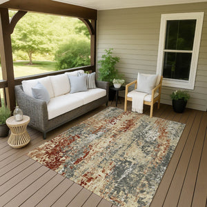 HomeRoots 10' Stylish Pewter Rust Gray Abstract Washable Area Rug - Durable, Non-Slip, Indoor/Outdoor Design! 640585