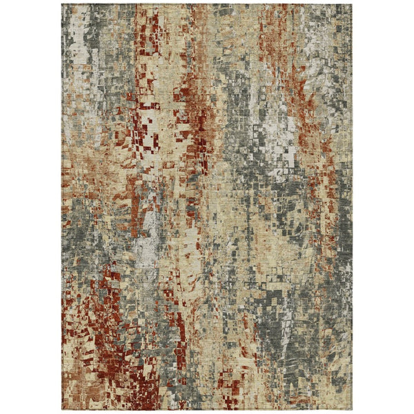 HomeRoots 10' Stylish Pewter Rust Gray Abstract Washable Area Rug - Durable, Non-Slip, Indoor/Outdoor Design! 640585