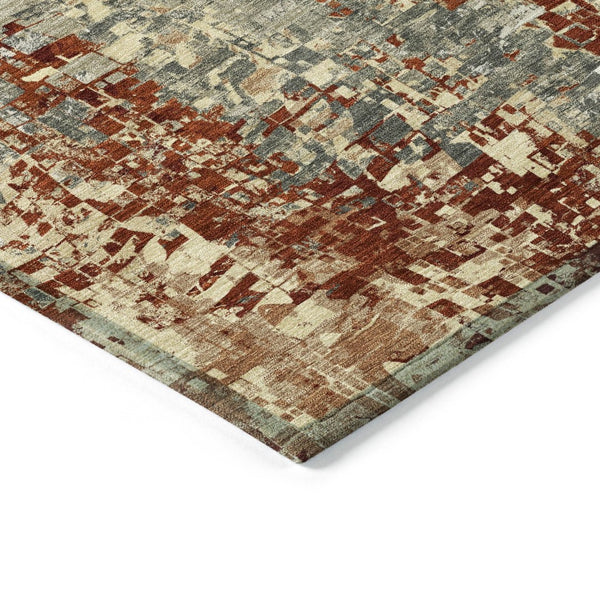 HomeRoots 10' Stylish Pewter Rust Gray Abstract Washable Area Rug - Durable, Non-Slip, Indoor/Outdoor Design! 640585