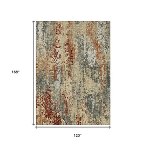 HomeRoots 10' Stylish Pewter Rust Gray Abstract Washable Area Rug - Durable, Non-Slip, Indoor/Outdoor Design! 640585