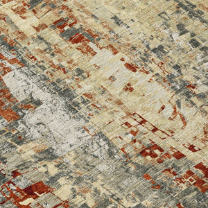 HomeRoots 10' Stylish Pewter Rust Gray Abstract Washable Area Rug - Durable, Non-Slip, Indoor/Outdoor Design! 640585