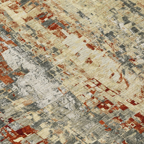 HomeRoots 10' Stylish Pewter Rust Gray Abstract Washable Area Rug - Durable, Non-Slip, Indoor/Outdoor Design! 640585