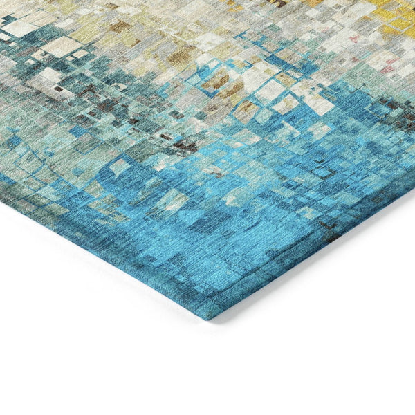 HomeRoots 8' X 10' Abstract Washable Area Rug in Silver, Red, Teal Blue & Ivory – Indoor/Outdoor Durable Style 640589