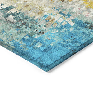 HomeRoots 9' X 12' Abstract Washable Area Rug in Silver, Red, Teal Blue & Ivory – Durable Indoor/Outdoor Design! 640590