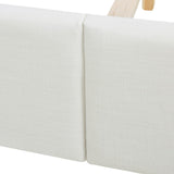 English Elm Marcella Upholstered Shelter Headboard Bed Set, Queen, Antique White Polyester