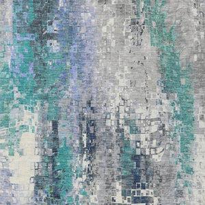 HomeRoots 5' Teal and Copper Abstract Area Rug - Durable, Washable, Modern Design for Indoor & Outdoor Use! 640593