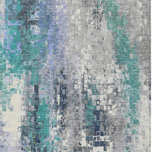 HomeRoots 8' X 10' Teal Blue and Copper Abstract Washable Area Rug - Durable, Stylish for Indoor & Outdoor Use 640595