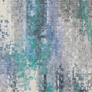 HomeRoots 10' Contemporary Teal Blue and Copper Abstract Area Rug - Washable, Stain-Resistant, Indoor/Outdoor Use 640597