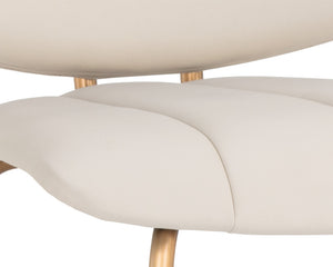 Sunpan Lorelei Counter Stool - Chic Channel Tufted Faux Leather Seat with Elegant Gold Stainless Steel Frame Dillon Cream