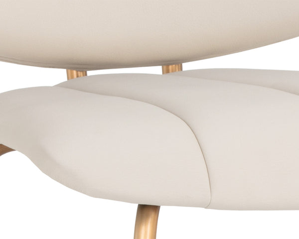 Sunpan Lorelei Counter Stool - Chic Channel Tufted Faux Leather Seat with Elegant Gold Stainless Steel Frame Dillon Cream