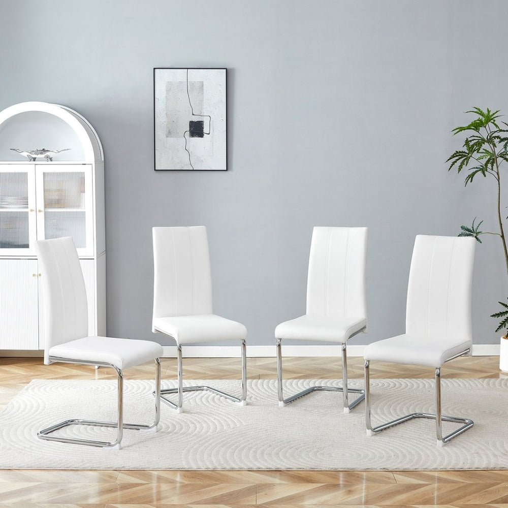 English Elm A Set of 2 Glam Faux Alligator Pvc Barstools with Crystal Buckle Detail White W1512P491855
