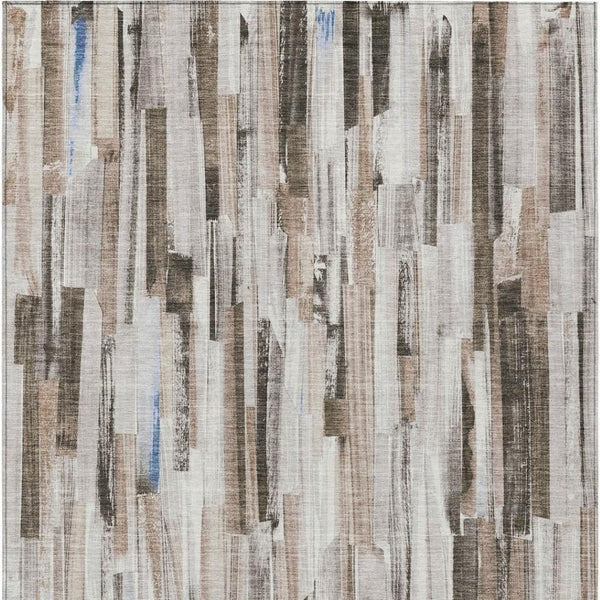 HomeRoots 8' X 10' Stylish Khaki & Ivory Striped Washable Area Rug - Perfect for Indoor & Outdoor Spaces! 640607