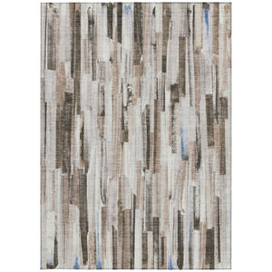 HomeRoots 9' X 12' Striped Khaki and Ivory Washable Area Rug - Durable, Stylish, Perfect for Indoor & Outdoor Use! 640608