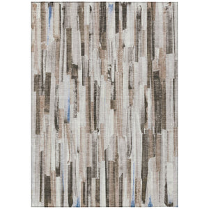 HomeRoots 9' X 12' Striped Khaki and Ivory Washable Area Rug - Durable, Stylish, Perfect for Indoor & Outdoor Use! 640608