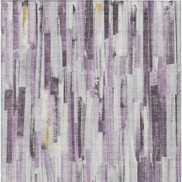 HomeRoots 8' X 10' Stylish Lavender and Ivory Striped Area Rug - Washable, Durable, Indoor/Outdoor Design! 640613