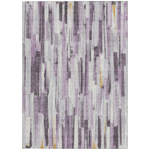 HomeRoots 9' X 12' Stylish Lavender and Ivory Striped Washable Area Rug for Indoor-Outdoor Durability & Elegance 640614