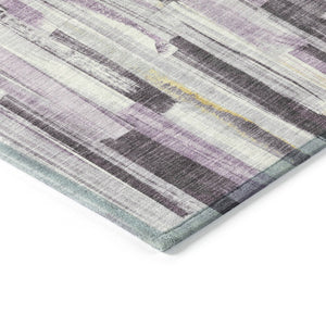 HomeRoots 10' Stylish Lavender & Ivory Striped Washable Area Rug for Indoor/Outdoor Spaces, Easy Care & Durable 640615
