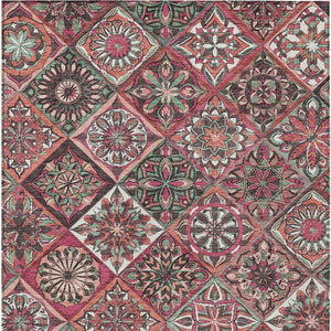 HomeRoots 8' X 10' Blush Green Patchwork Washable Area Rug - Indoor Outdoor, Stain-Resistant, Easy Care, Versatile 640625