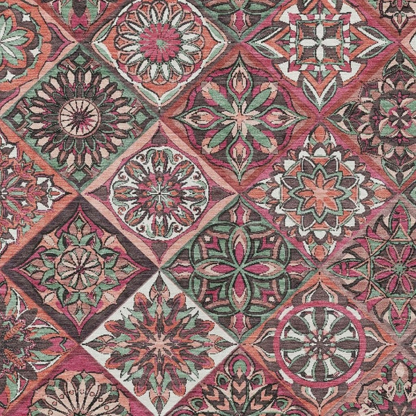 HomeRoots 8' X 10' Blush Green Patchwork Washable Area Rug - Indoor Outdoor, Stain-Resistant, Easy Care, Versatile 640625