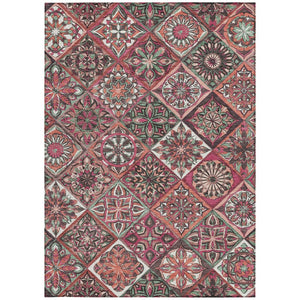 HomeRoots 10' Blush and Green Patchwork Area Rug - Durable, Washable Indoor/Outdoor Design for Versatile Spaces 640627