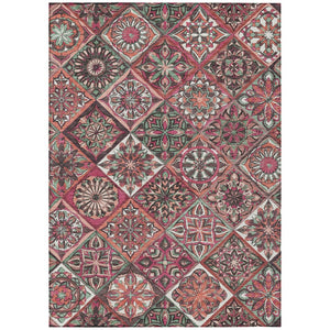 HomeRoots 10' Blush and Green Patchwork Area Rug - Durable, Washable Indoor/Outdoor Design for Versatile Spaces 640627