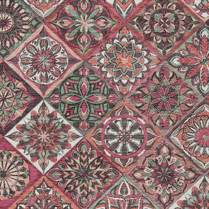 HomeRoots 10' Blush and Green Patchwork Area Rug - Durable, Washable Indoor/Outdoor Design for Versatile Spaces 640627
