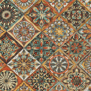 HomeRoots 5' Vibrant Gold and Orange Patchwork Area Rug - Washable, Durable, Indoor/Outdoor Comfort for All Spaces 640635