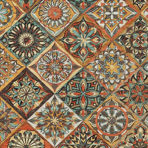 HomeRoots 5' Vibrant Gold and Orange Patchwork Area Rug - Washable, Durable, Indoor/Outdoor Comfort for All Spaces 640635