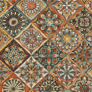 HomeRoots 8' X 10' Vibrant Gold and Orange Patchwork Indoor Outdoor Rug - Durable, Washable, Stylish Decor! 640637
